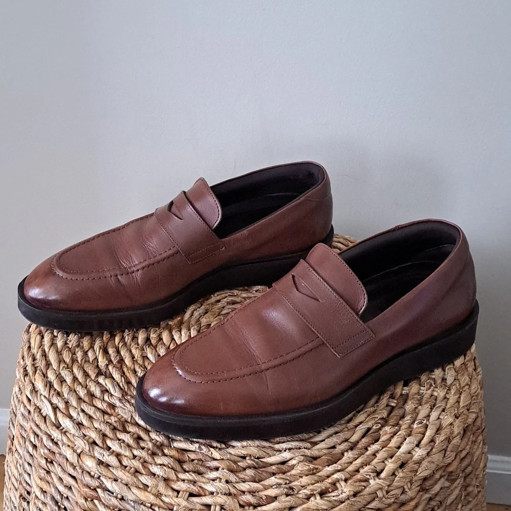 Wolf & Shepherd Mens Closer Saddle Brown Leather Luxury Dress Loafers 10‎